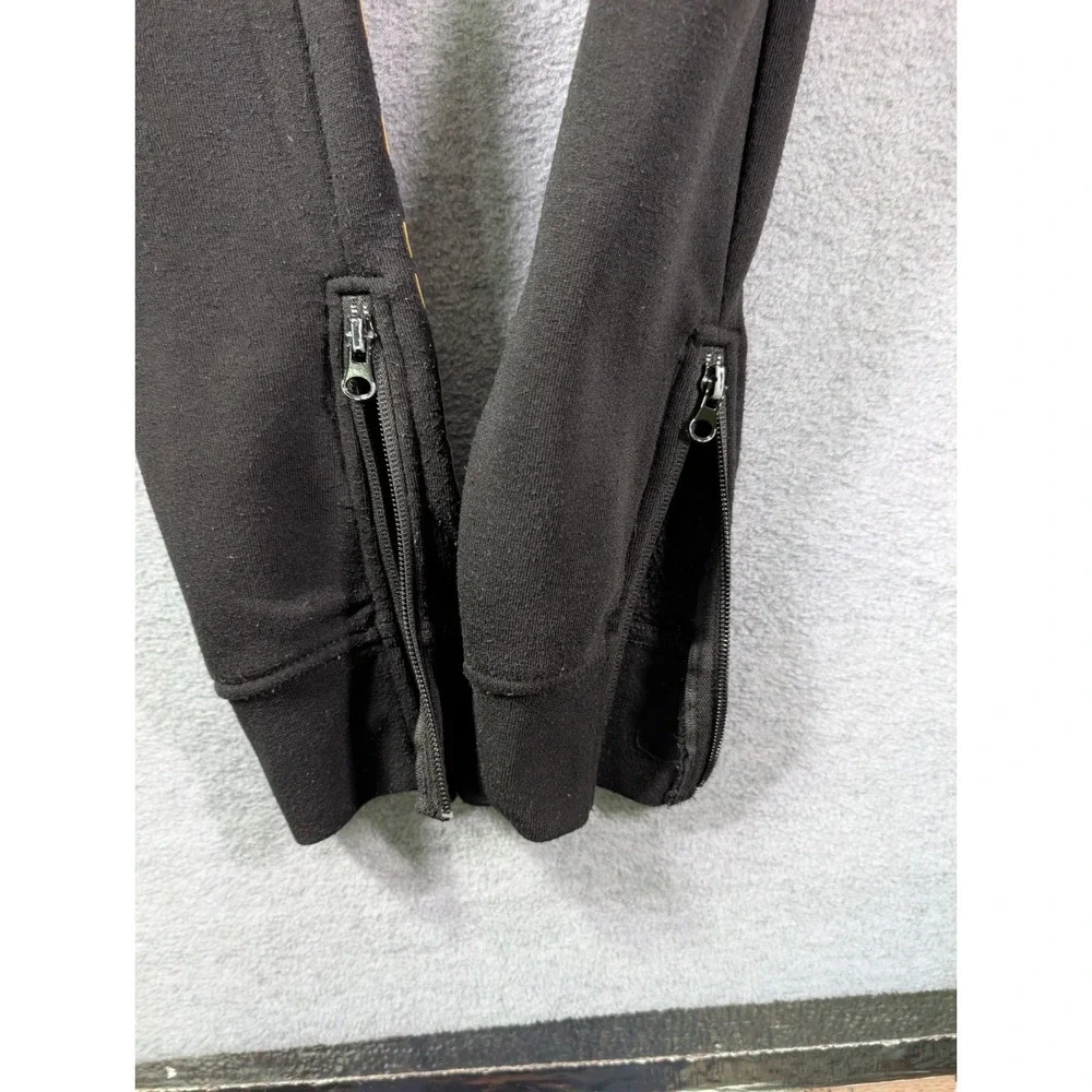 Akademiks Mens S Black Jogger Sweatpants Yellow Logo Zip Ankle Y2K Streetwear
